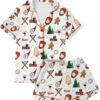 Baseball Christmas Satin Pajama Set For Women