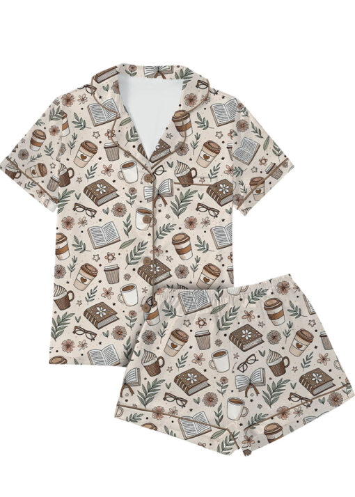 Retro Book Fantasy Satin Pajama Set For Women