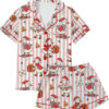Christmas Santa Goose Satin Pajama Set For Women