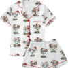 Quirky Snowman Christmas Satin Pajama Set For Women