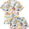 Cute Monkey Satin Pajamas Set For Women