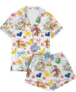 Cute Monkey Satin Pajamas Set For Women