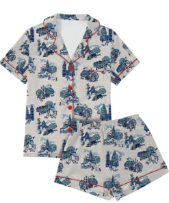Christmas In London Winter Travel London Vibes Short Sleeve Satin Pajama Set