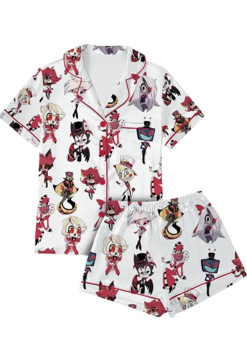Hazbin Hotel Silky Satin Pajamas Set For Women