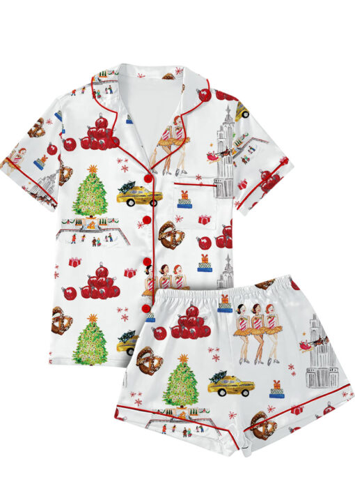 Christmas In NYC Silky Satin Pajama Set