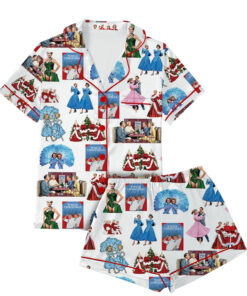 White Christmas Sisters Casual Pajama Set For Women