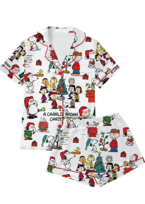 Snoopy Peanuts A Charlie Brown Christmas Satin Pajamas Set