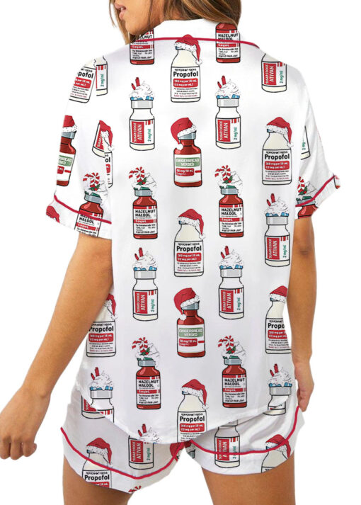 Christmas Funny Silky Satin Pajamas Set For Women