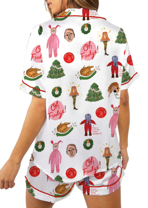 Christmas Story Silky Satin Pajama Set For Women