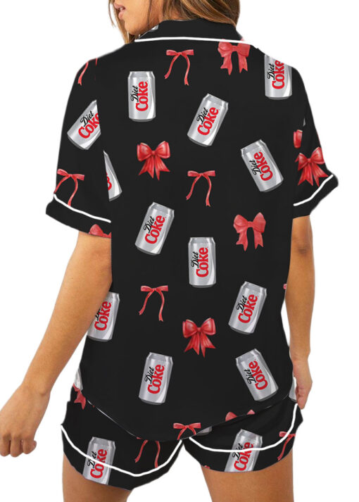 Dr Pepper Bow Satin Pajamas Set For Women