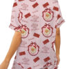 Pink Retro Santa Print Satin Pajamas Set For Women