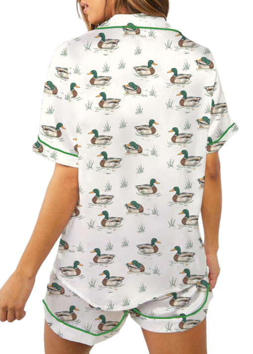 Duck Duck Goose Ducks Bamboo Satin Pajamas Set For Women
