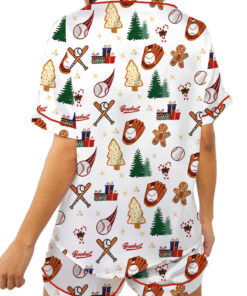 Baseball Christmas Satin Pajama Set For Women