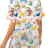 Cute Monkey Satin Pajamas Set For Women