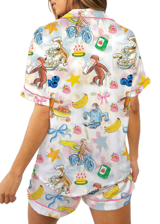 Cute Monkey Satin Pajamas Set For Women