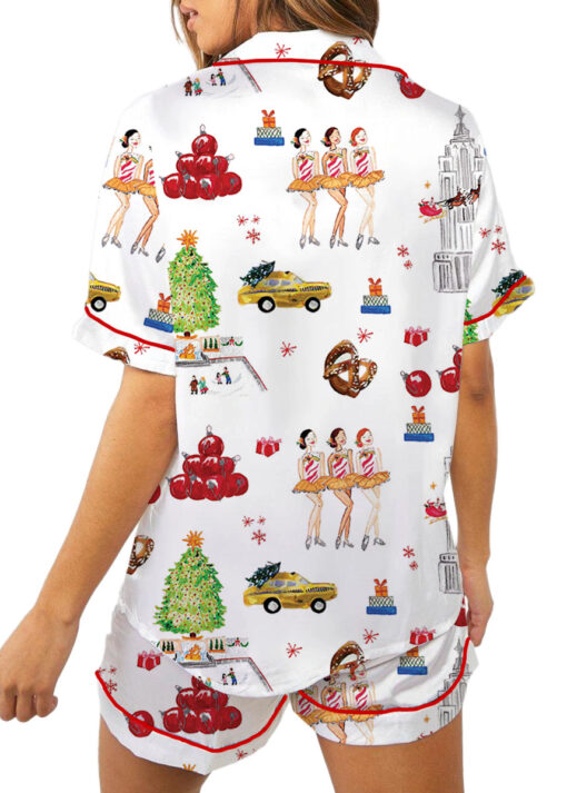 Christmas In NYC Silky Satin Pajama Set