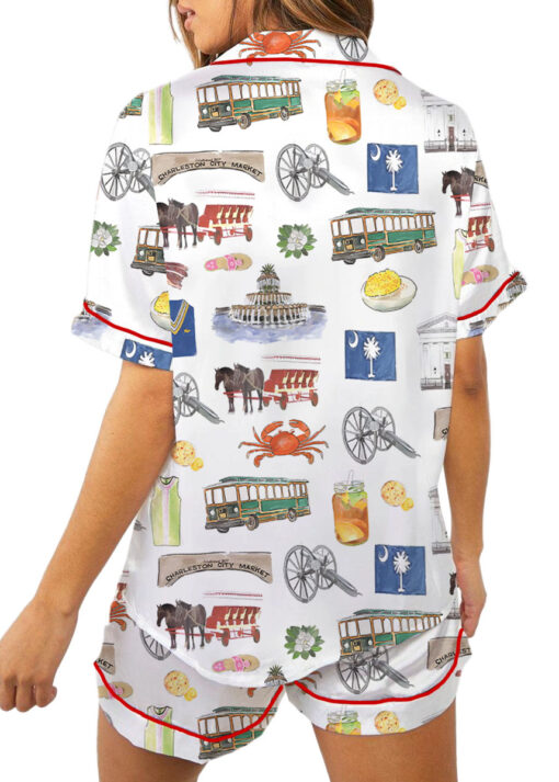 Charleston Silky Satin Pajama Set For Women, South Carolina City Pajamas