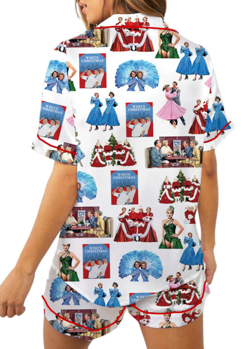 White Christmas Sisters Casual Pajama Set For Women