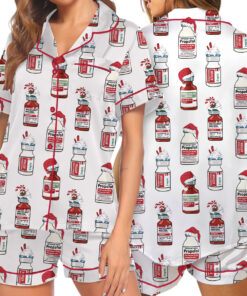 Christmas Funny Silky Satin Pajamas Set For Women