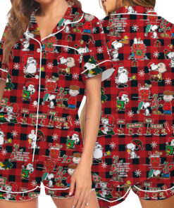 Snoopy Peanuts Christmas Satin Pajamas Set For Women