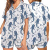 Women’s Whale Ocean Coconut Girl Jesus Beach Bachelorette Short Sleeve Satin Pajama Set