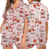 Christmas Santa Goose Satin Pajama Set For Women