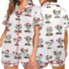Quirky Snowman Christmas Satin Pajama Set For Women