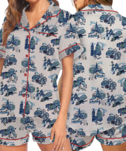 Christmas In London Winter Travel London Vibes Short Sleeve Satin Pajama Set