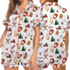 Baseball Christmas Satin Pajama Set For Women