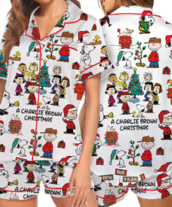 Snoopy Peanuts A Charlie Brown Christmas Satin Pajamas Set