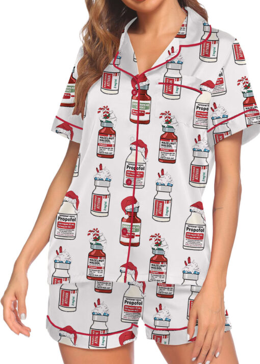Christmas Funny Silky Satin Pajamas Set For Women