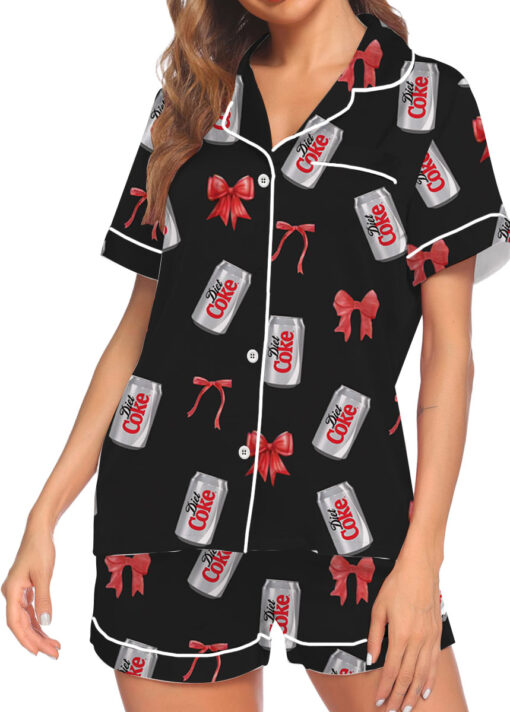Dr Pepper Bow Satin Pajamas Set For Women