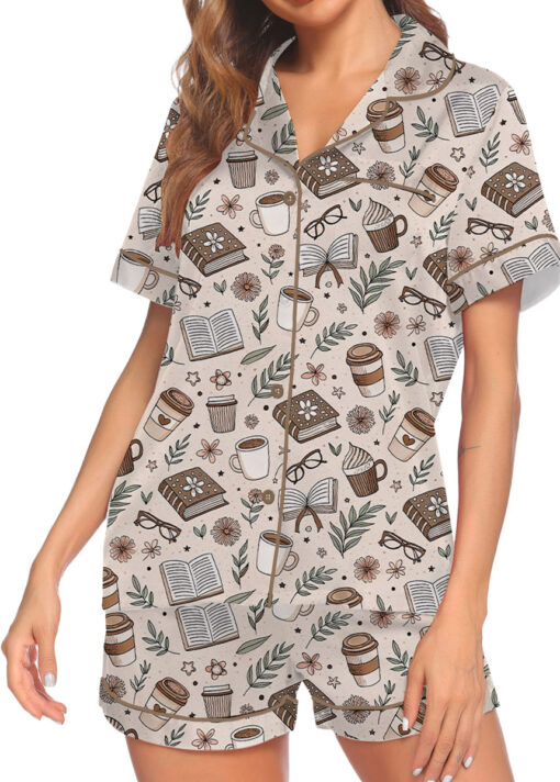 Retro Book Fantasy Satin Pajama Set For Women