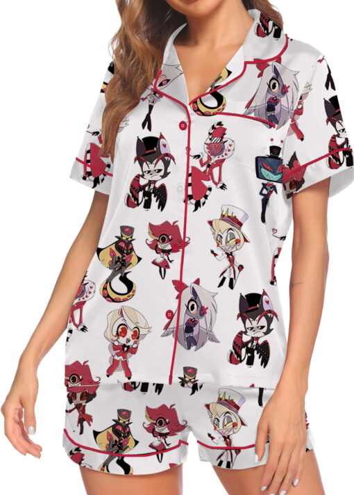 Hazbin Hotel Silky Satin Pajamas Set For Women