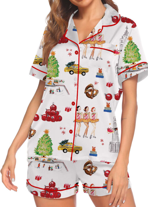 Christmas In NYC Silky Satin Pajama Set