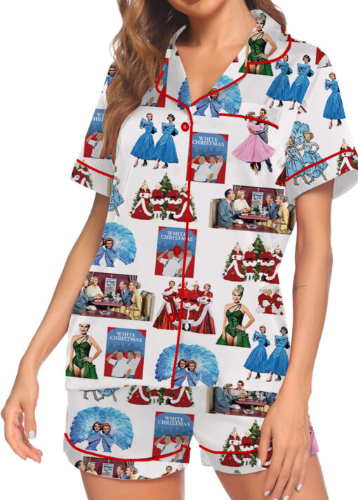 White Christmas Sisters Casual Pajama Set For Women