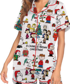 Snoopy Peanuts A Charlie Brown Christmas Satin Pajamas Set