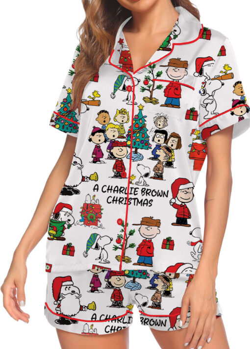 Snoopy Peanuts A Charlie Brown Christmas Satin Pajamas Set