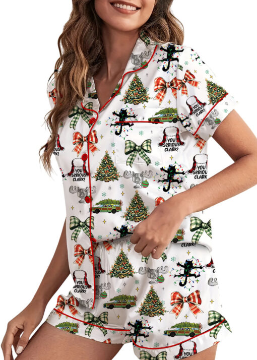 You Serious Clark Christmas Silky Satin Pajama Set