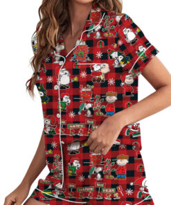Snoopy Peanuts Christmas Satin Pajamas set For Women