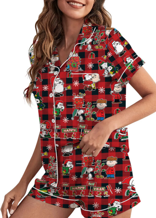 Snoopy Peanuts Christmas Satin Pajamas set For Women