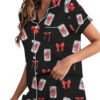 Dr Pepper Bow Satin Pajamas Set For Women