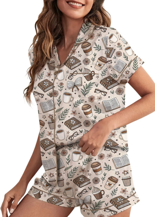 Retro Book Fantasy Satin Pajama Set For Women