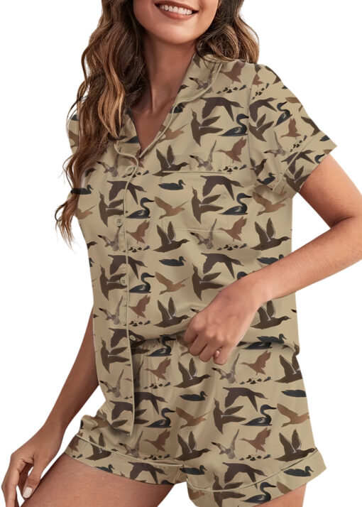 Duck Hunting Satin Pajamas Set For Women