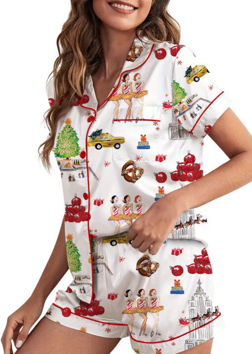 Christmas In NYC Silky Satin Pajama Set
