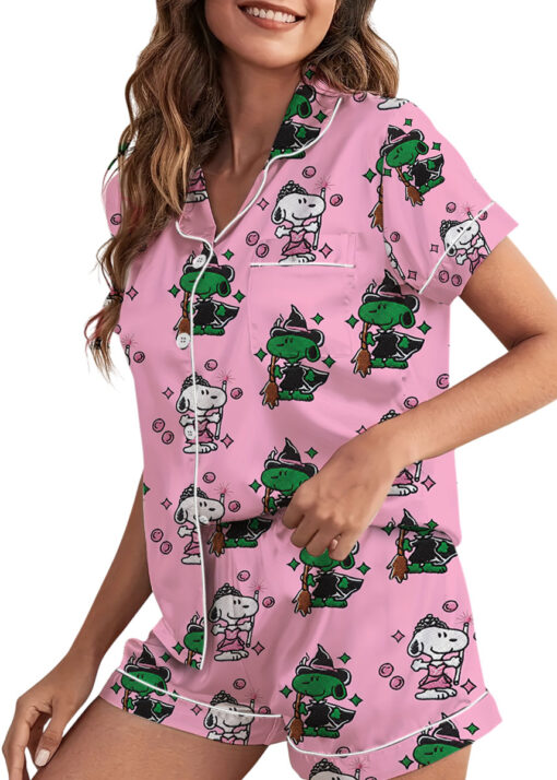 Snoopy Wicked Silky Satin Pajamas Set For Women