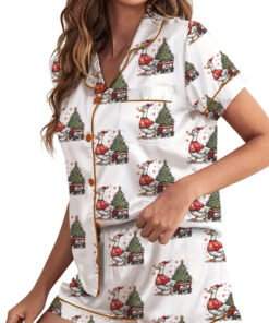 Duck Christmas Satin Pajamas Set For Women