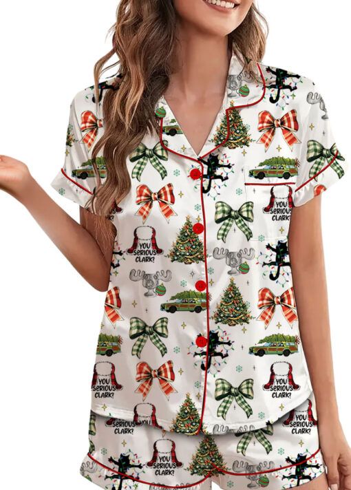 You Serious Clark Christmas Silky Satin Pajama Set