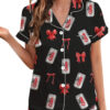 Dr Pepper Bow Satin Pajamas Set For Women