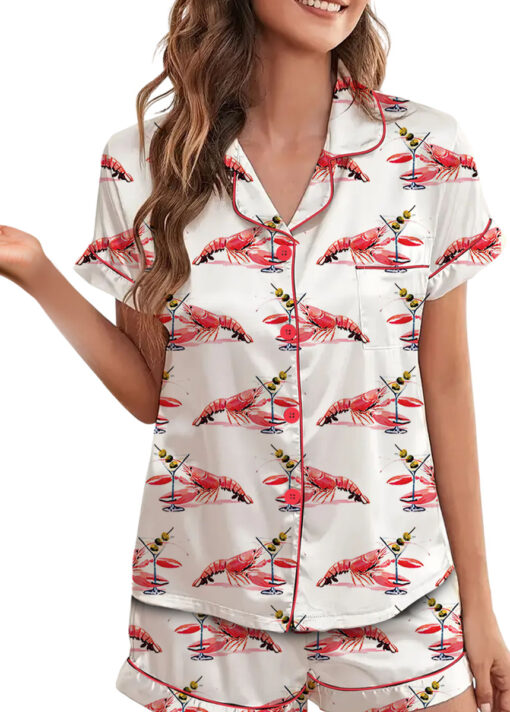 Women’s Lobster Dirty Martini Satin Pajama Set For Women